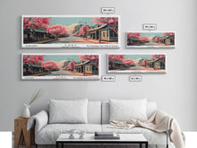 Cargar imagen en el visor de la galería, Cary North Carolina Panoramic Painting, Framed Canvas Print, Mid Century Modern Wall Art, Retro Pop Art Travel Poster, Office Decor, City Art
