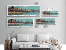Cargar imagen en el visor de la galería, Chattanooga Tennessee Panoramic Painting, Framed Canvas Print, Mid Century Modern Wall Art, Retro Pop Art Travel Poster, Home Decor, City Art
