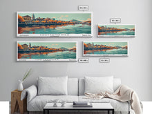 Cargar imagen en el visor de la galería, Chattanooga Tennessee Panoramic Painting, Framed Canvas Print, Mid Century Modern Wall Art, Retro Pop Art Travel Poster, Office Decor, City Art
