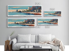Load image into Gallery viewer, Corpus Christi Texas Panoramic Painting, Framed Canvas Print, Mid Century Modern Wall Art, Retro Pop Art Travel Poster, Office Decor, City Art

