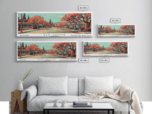 Load image into Gallery viewer, Elk Grove California Panoramic Painting, Framed Canvas Print, Mid Century Modern Wall Art, Retro Pop Art Travel Poster, Office Decor, City Art
