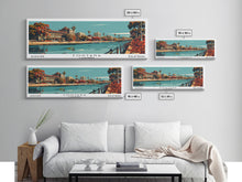 Carregar imagem no visualizador da galeria, Fontana California Panoramic Painting, Framed Canvas Print, Mid Century Modern Wall Art, Retro Pop Art Travel Poster, Living Room Decor, City Art
