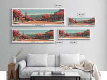 Carregar imagem no visualizador da galeria, Glendale Arizona Panoramic Wall Art, Framed Canvas Print, Mid Century Modern Style, Retro Pop Art Travel Poster, Living Room Art, Home Decor, Cityscape
