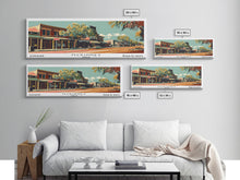 Load image into Gallery viewer, McKinney Texas Panoramic Painting, Mid Century Modern Framed Canvas Print, Retro Pop Art Travel Poster, Living Room Wall Decor

