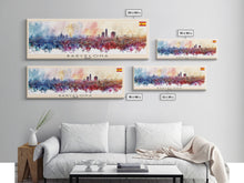 Load image into Gallery viewer, Barcelona Spain Travel Art, City Art, Framed Canvas Print or Metal Wall Art, Europe Travel Poster, Panoramic Wall Art, Extra Wide Wall Art
