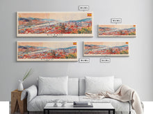 Cargar imagen en el visor de la galería, Bilbao Spain Wall Art, Panoramic Travel Poster, Panoramic Framed Canvas Print, City Wall Art, Wall Hanging Home Decor, Travel Art
