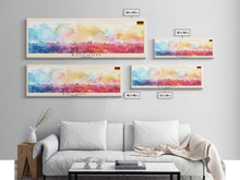 Load image into Gallery viewer, Bochum Germany Panoramic Travel Poster, Framed Canvas Print or Metal Wall Art, Travel Art, Home Decor, Panoramic Painting, Midcentury Art
