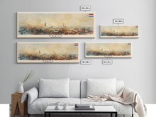 Load image into Gallery viewer, Breda Netherlands Panoramic Travel Poster, Framed Canvas Print or Metal Wall Art, Travel Art, Home Decor, Panoramic Painting, Midcentury Art
