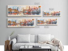 Carregar imagem no visualizador da galeria, Bruges Belgium Travel Art, City Art, Framed Canvas Print or Metal Wall Art, Europe Travel Poster, Panoramic Wall Art, Extra Wide Wall Art
