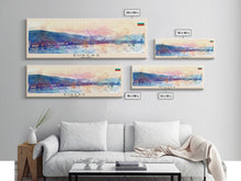 Carregar imagem no visualizador da galeria, Burgas Bulgaria Panoramic Travel Poster, Framed Canvas Print or Metal Wall Art, Travel Art, Home Decor, Panoramic Painting, Midcentury Art
