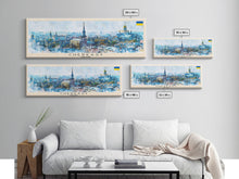 Cargar imagen en el visor de la galería, Cherkasy Ukraine Travel Art, City Art, Framed Canvas Print or Metal Wall Art, Europe Travel Poster, Panoramic Wall Art, Extra Wide Wall Art
