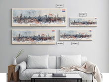 Load image into Gallery viewer, Eindhoven Netherlands Panoramic Travel Poster, Framed Canvas Print or Metal Wall Art, Travel Art, Home Decor, Panoramic Painting, Midcentury Art
