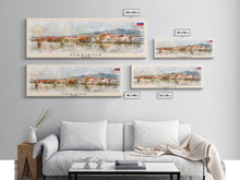 Load image into Gallery viewer, Maribor Slovenia Panoramic Travel Poster, Framed Canvas Print or Metal Wall Art, Travel Art, Home Decor, Panoramic Painting, Midcentury Art
