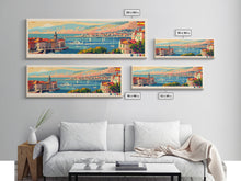 Carregar imagem no visualizador da galeria, A Coruña Spain Travel Art, City Art, Framed Canvas Print or Metal Wall Art, Europe Travel Poster, Panoramic Wall Art, Extra Wide Wall Art
