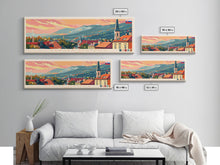 Load image into Gallery viewer, Banska Bystrica Wall Art, Panoramic Travel Poster, Panoramic Framed Canvas Print, City Wall Art, Wall Hanging Home Decor, Travel Art
