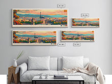 Load image into Gallery viewer, Barcelona Spain Travel Print Wall Art, Panoramic City Art, Travel Art, Wall Decor, Vacation Gift, Framed Canvas Print Or Metal Art
