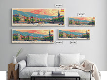 Cargar imagen en el visor de la galería, Bilbao Spain Wall Art, Panoramic Travel Poster, Panoramic Framed Canvas Print, City Wall Art, Wall Hanging Home Decor, Travel Art
