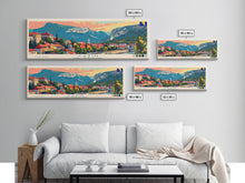 Cargar imagen en el visor de la galería, Cazin Bosnia Travel Art, City Art, Framed Canvas Print or Metal Wall Art, Europe Travel Poster, Panoramic Wall Art, Extra Wide Wall Art
