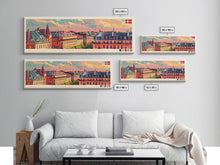 Cargar imagen en el visor de la galería, Copenhagen Denmark Travel Print Wall Art, Panoramic City Art, Travel Art, Wall Decor, Vacation Gift, Framed Canvas Print Or Metal Art
