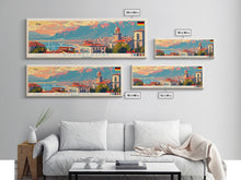 Load image into Gallery viewer, Dusseldorf Germany Travel Art, City Art, Framed Canvas Print or Metal Wall Art, Europe Travel Poster, Panoramic Wall Art, Extra Wide Wall Art
