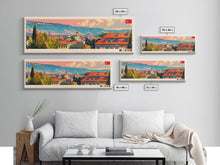 Load image into Gallery viewer, Diyarbakr Turkey Panoramic Travel Poster, Framed Canvas Print or Metal Wall Art, Travel Art, Home Decor, Panoramic Painting, Midcentury Art

