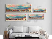 Load image into Gallery viewer, Elbasan Albania Travel Print Wall Art, Panoramic City Art, Travel Art, Wall Decor, Vacation Gift, Framed Canvas Print Or Metal Art
