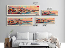 Load image into Gallery viewer, Gdynia Poland Travel Art, City Art, Framed Canvas Print or Metal Wall Art, Europe Travel Poster, Panoramic Wall Art, Extra Wide Wall Art
