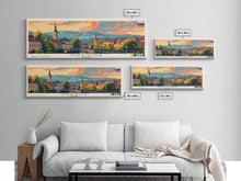 Load image into Gallery viewer, Maribor Slovenia Panoramic Travel Poster, Framed Canvas Print or Metal Wall Art, Travel Art, Home Decor, Panoramic Painting, Midcentury Art
