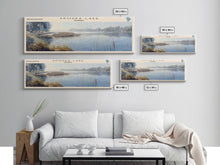 Load image into Gallery viewer, Apopka Lake Panoramic Framed Canvas Print, Lake House Art, Vintage Style, Travel Poster, Nature Scene, Scenic Artwork
