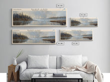Carregar imagem no visualizador da galeria, Black Lake Canada Northwest Territories Framed Canvas Print, Panoramic Lake House Art, Scenic View, Travel Poster, Lake Painting

