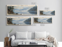Carregar imagem no visualizador da galeria, Calling Lake Framed Canvas Print, Panoramic Lake House Decor, Wall Art, Travel Poster, Rustic Lake Painting, Nature Art
