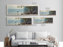 Load image into Gallery viewer, Clopper Lake Maryland Framed Canvas Print, Lake House Art, Panoramic Wide Art, Travel Poster, Minimalist Lake Painting, Home Decor
