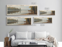 Cargar imagen en el visor de la galería, Columbus Lake Mississippi Framed Canvas Print, Panoramic Lake House Decor, Wide Wall Art, Travel Poster, Rustic Lake Painting, Nature Art
