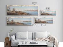 Cargar imagen en el visor de la galería, Conchas Lake New Mexico Framed Canvas Print, Lake House Art, Panoramic Wide Art, Travel Poster, Rustic Lake Painting, Home Decor
