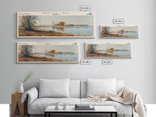 Load image into Gallery viewer, Dallas Lake Indiana Framed Canvas Print, Lake House Decor, Panoramic Wall Art, Travel Poster, Rustic Lake Painting, Home Decor
