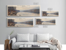 Load image into Gallery viewer, DeQueen Lake Arkansas Framed Canvas Print, Lake House Art, Panoramic Wall Art, Travel Poster, Rustic Lake Painting, Home Decor
