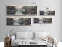 Load image into Gallery viewer, Dutch Springs Pennsylvania Framed Canvas Print, Lake House Art, Panoramic Wall Art, Travel Poster, Rustic Lake Painting, Home Decor
