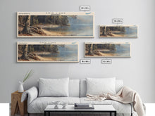 Load image into Gallery viewer, Enid Lake Mississippi Framed Canvas Print, Lake House Decor, Panoramic Wall Art, Travel Poster, Modern Lake Painting, Nature Art
