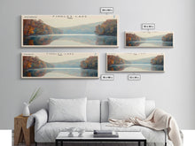 Cargar imagen en el visor de la galería, Findley Lake Ohio Framed Canvas Print, Lake House Art, Panoramic Travel Poster, Wall Art, Vibrant Lake Painting, Home Decor
