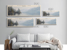 Cargar imagen en el visor de la galería, Flathead Lake Framed Canvas Print, Lake House Decor, Panoramic Wall Art, Travel Poster, Picturesque Lake Painting, Nature Art
