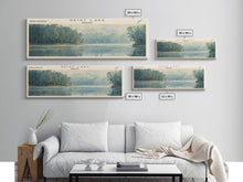 Load image into Gallery viewer, Geist Lake Indiana Framed Canvas Print, Panoramic Lake House Decor, Wall Art, Travel Poster, Peaceful Lake Painting, Nature Art
