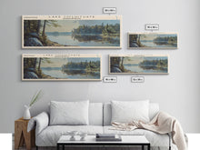 Cargar imagen en el visor de la galería, Lake Cochituate Massachusetts Framed Canvas Print, Lake House Decor, Panoramic Wall Art, Travel Poster, Beautiful Lake Painting, Nature Art
