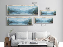 Load image into Gallery viewer, Lake Fontana North Carolina Framed Canvas Print, Lake House Decor, Panoramic Wall Art, Travel Poster, Beautiful Lake Painting, Home Art
