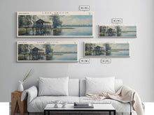 Cargar imagen en el visor de la galería, Lake Griffin Florida Framed Canvas Print, Lake House Decor, Panoramic Wall Art, Travel Poster, Beautiful Lake Painting, Nature Art
