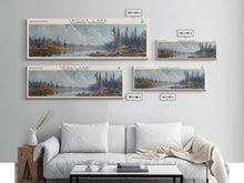 Load image into Gallery viewer, Trout Lake Canada Northwest Territories Panoramic Wall Art, Framed Canvas Print, Lake House Decor, Travel Poster, Beautiful Lake Scene, Home Decor
