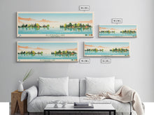 Carregar imagem no visualizador da galeria, Allequash Lake Wisconsin Framed Canvas Print, Panoramic Wall Art, Midcentury Modern, Pop Art, Travel Poster, Living Room Decor
