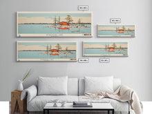 Carregar imagem no visualizador da galeria, Amadjuak Lake Nunavut Framed Canvas Print, Panoramic Travel Poster, Pop Art, Midcentury Modern Wall Art, Lake House Art
