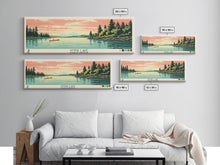 Carregar imagem no visualizador da galeria, Amisk Lake Saskatchewan Framed Canvas Print, Panoramic Wall Art, Midcentury Modern, Pop Art, Travel Poster, Scenic Living Room Art
