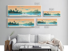Carregar imagem no visualizador da galeria, Apopka Lake Florida Framed Canvas Print, Panoramic Travel Poster, Midcentury Modern Wall Art, Pop Art, Nature Living Room Art
