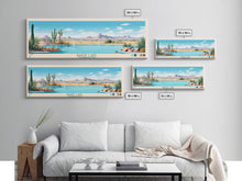 Carregar imagem no visualizador da galeria, Baker Lake Washington Framed Canvas Print, Panoramic Travel Poster, Midcentury Modern Wall Art, Pop Art, Nature Living Room Art
